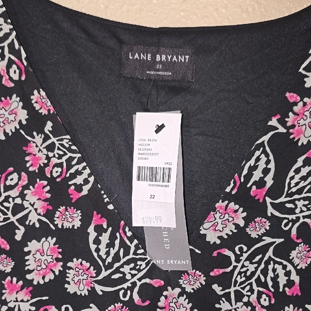Lane Bryant V Neck Smocked Shoulder Midi Dress - Picture 3 of 7